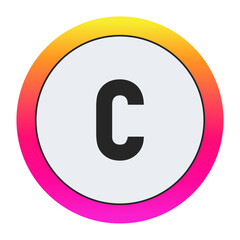 Black Lowercase letter c on light background with vibrant gradient circular frame, ideal for creative, fashion, or modern business branding.
