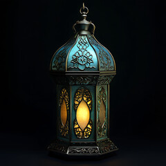 Antique gold metal lantern, an isolated retro light object