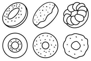 Bagels line art minimalistic design showing bagels and toppings art.eps