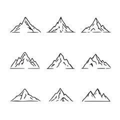 Scenic mountain ridge design in fine line art