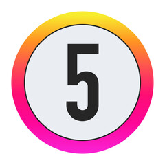 Black Number 5 on light background with vibrant gradient circular frame, ideal for creative, fashion, or modern business branding.