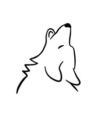 Simple hand drawn wolf animal icon. Line art dog symbol.