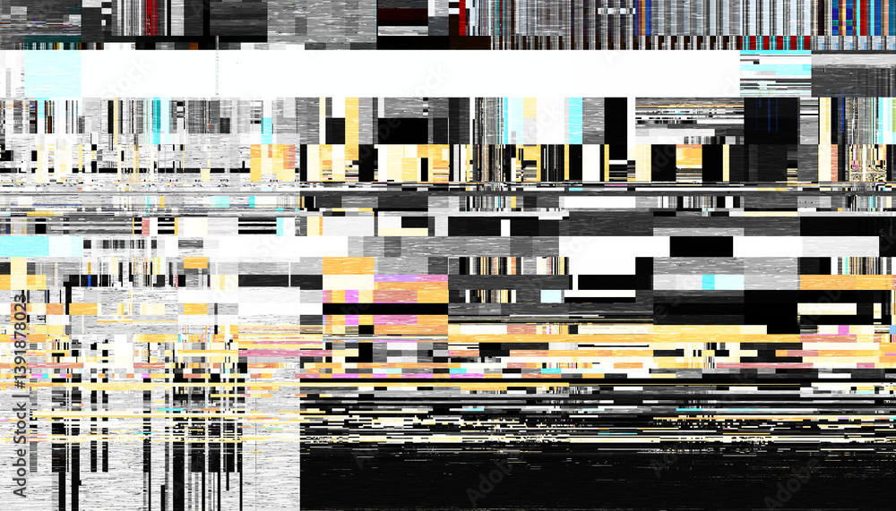 Aufkleber Abstract creative glitch overlay texture. Geometric pixel pattern of a digital glitch on transparent background, digital pattern