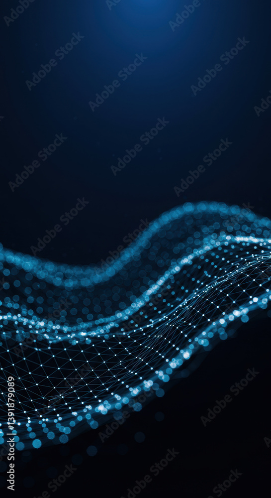 Poster abstract network: digital data wave, futuristic connection, artificial intelligence, technology back