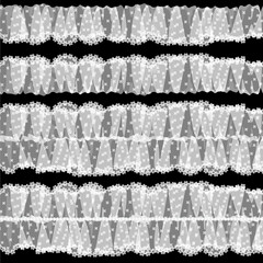 白い花柄チュールレースのパターン
