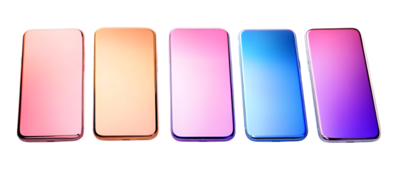 Pack of Phone with a Label Set Against Transparent Background for Technology, Product Photography, or Creative Design Projects