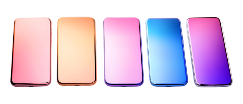 Pack of Phone with a Label Set Against Transparent Background for Technology, Product Photography, or Creative Design Projects