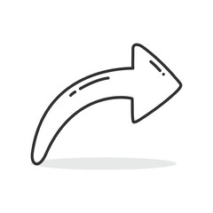 Hand drawn outline arrow icon isolated flat style.