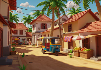street in the village in india