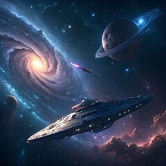 spaceship and space