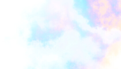 Pastel rainbow colorful soft cloud isolated on transparent background. Heaven unicorn abstract cloudy background
