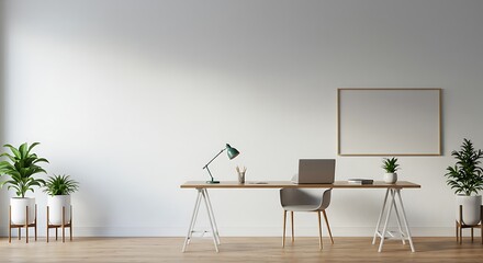 Minimalist Workspace: 3D Rendered Serenity AI Generated