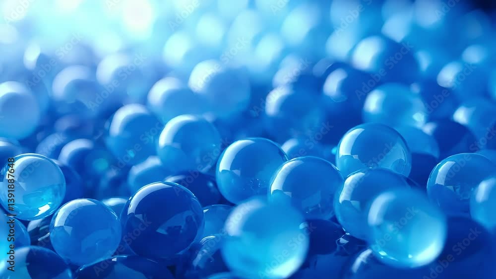 Poster lots of beautiful chaotic and slow translucent spheres on a dark background. suitable for abstract d