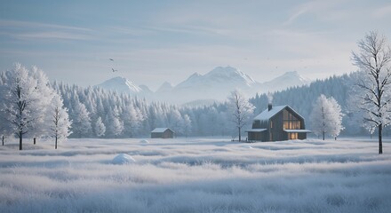 Obraz premium Winter's Embrace AI Generated