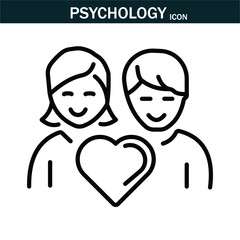 Psychology and mental icon. Containing depression, anxiety, stress, mental care, empathy, loneliness,  psychology symbol,  mind disorder and more. Editable stroke. Vector illustration. EPS 10.