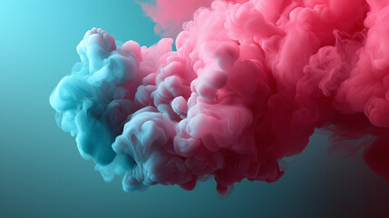 Abstract Pink and Teal Ink Cloud Swirl