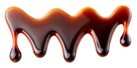 A Delicious Drizzle of Rich Brown Sauce or Glaze Isolated on transparent background