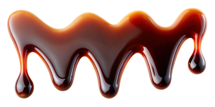 A Delicious Drizzle of Rich Brown Sauce or Glaze Isolated on transparent background