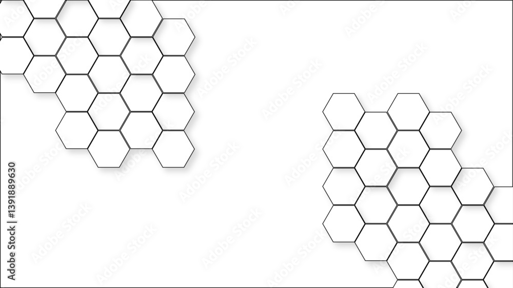 Poster Abstract honeycomb pattern hexagonal background. White hexagon honeycomb outline art for design element. White hexagon pattern honeycomb background. Honeycomb concept design technology background.