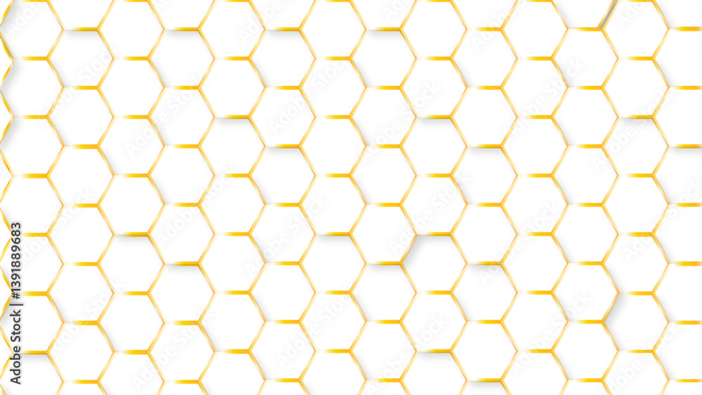 Poster honeycomb abstract yellow and orange hexagon pattern vector artwork. yellow honeycomb border backgro