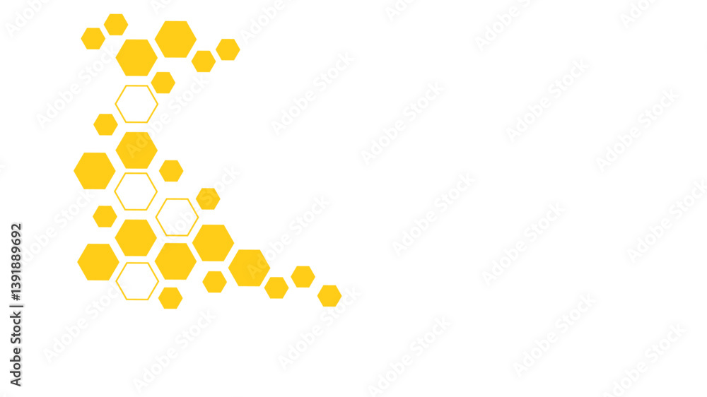 Poster honeycomb abstract yellow and orange hexagon pattern vector artwork. yellow honeycomb border backgro