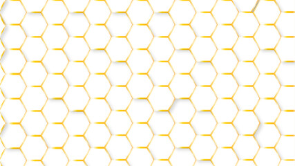 Honeycomb abstract yellow and orange hexagon pattern vector artwork. Yellow honeycomb border background. Abstract background with honeycomb shapes.