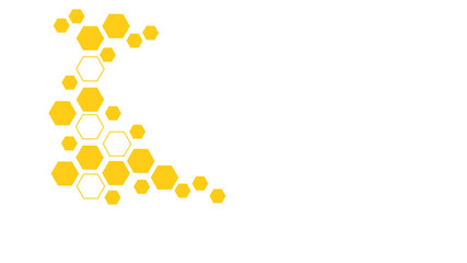 Honeycomb abstract yellow and orange hexagon pattern vector artwork. Yellow honeycomb border background. Abstract background with honeycomb shapes.