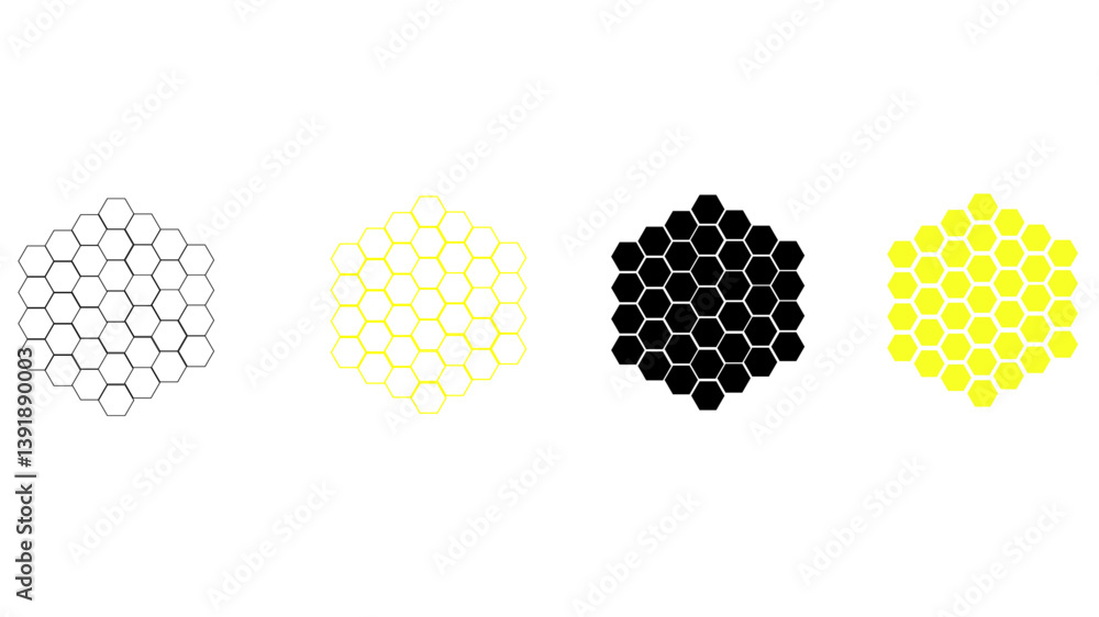 Poster abstract white yellow black honeycomb pattern vector illustration. coloring hexagon or honeycomb pat