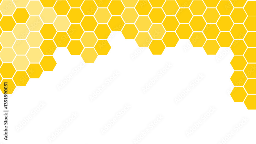 Poster honeycomb abstract yellow and orange hexagon pattern vector artwork. yellow honeycomb border backgro