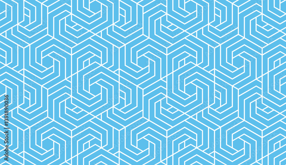 Poster abstract geometric pattern with stripes, lines. seamless vector background. white and blue ornament.