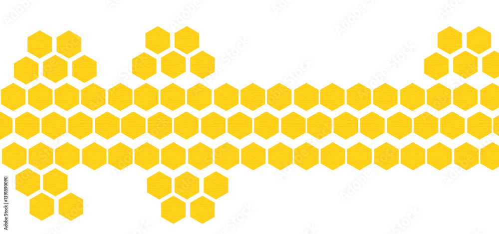 Poster honeycomb abstract yellow and orange hexagon pattern vector artwork. yellow honeycomb border backgro