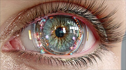 Futuristic eye technology revealed digital art close-up sci-fi environment conceptual view