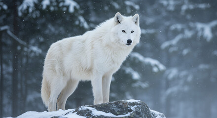 Obraz premium Arctic Wolf: Majestic Predator of the Frozen North