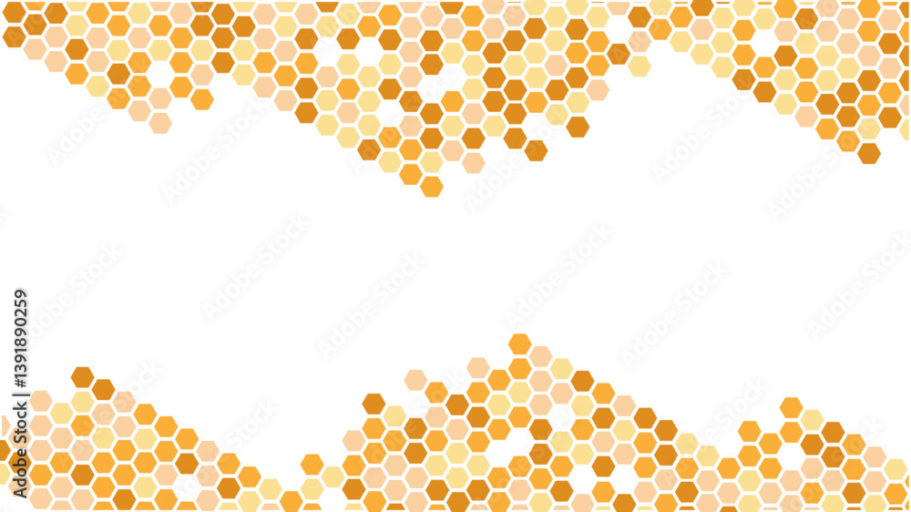Poster honeycomb abstract yellow and orange hexagon pattern vector artwork. yellow honeycomb border backgro