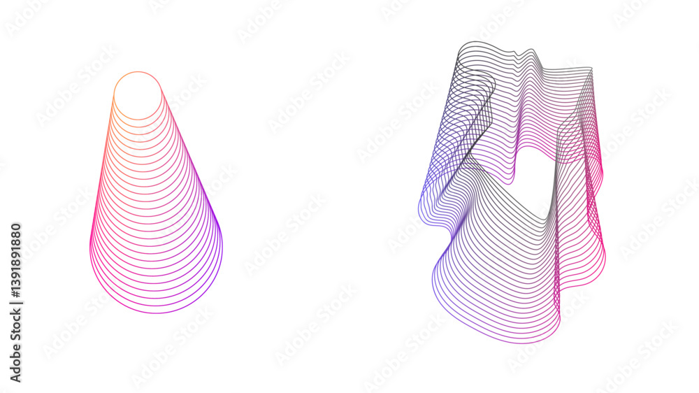 Poster abstract colorful smooth wave on a white background. abstract vector wavy lines flowing smooth curve