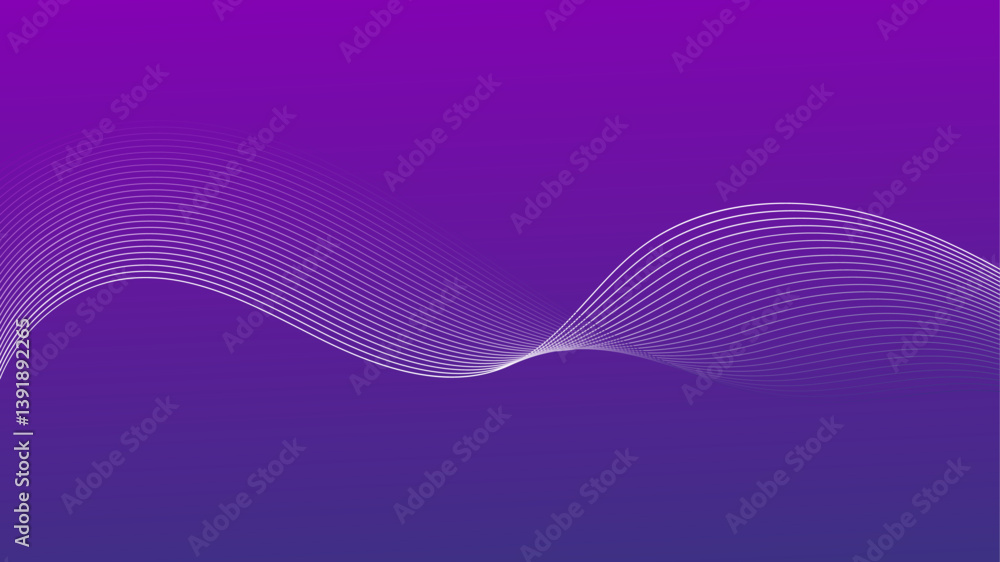 Poster Abstract wavy line blend element for design. Digital frequency track equalizer. Colorful shiny wave with lines created using blend tool.
