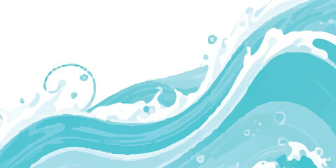 Abstract Watercolor Ocean-Inspired Background Featuring Gentle Flowing Waves in Soft Blue and White Tones, Ideal for Use in Beach-Themed Branding, Artistic Stationery, and Calming Web Design Layouts