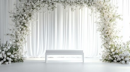 Elegant white floral wedding arch backdrop