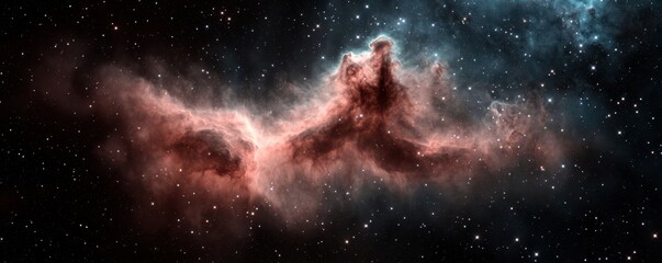 A stunning cosmic nebula with vibrant colors, showcasing swirling gases and starlight against a vast starry backdrop.