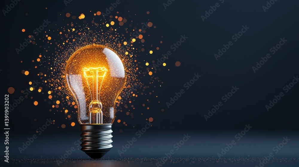 Poster a glowing light bulb radiates with a captivating glow symbolizing the spark of an illuminating idea 