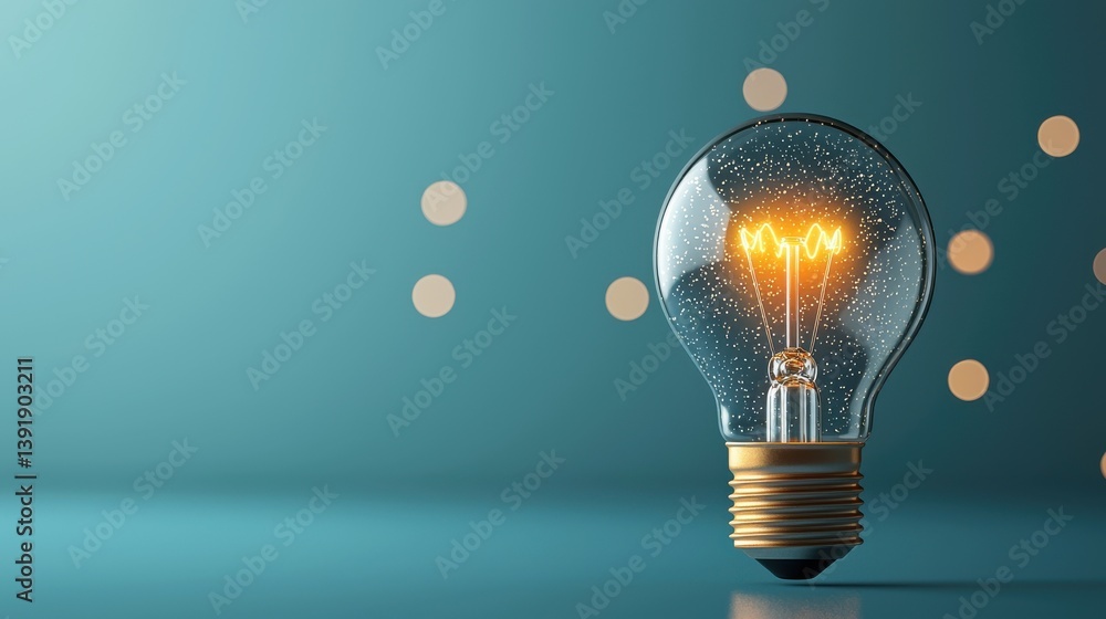 Aufkleber a single glowing light bulb on a plain background symbolizing the power of new ideas and technologic