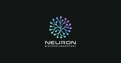 Circular nerve cell bio technology molecule logo