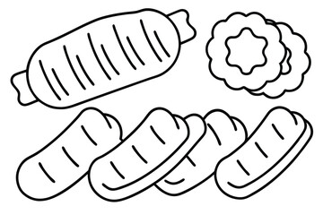 BBQ ribs line art representation for catering or food services.eps