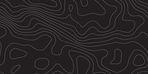 Abstract Topographic Contour Map Design with White Lines and Geographic Grid on a Black Background, Ideal for Creative Cartography, Data Mapping, and Digital Graphic Design