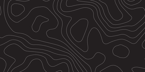 Abstract Contour Map Lines and Geographic Grid Set Against a Black Background, Designed for Use in Digital Cartography, Technical Map Layouts, and Vector Art Presentations

