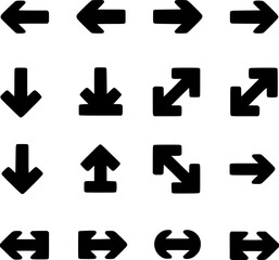 Collection of Simple Black Arrows in Various Styles icons set