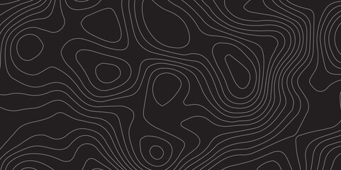 Abstract Topographic Map Background with White Contour Lines and Geographic Grid on a Black Background, Ideal for Geospatial Designs, Data Visualization, and Digital Mapping Projects
