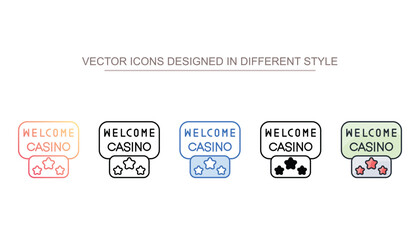 Welcome To Casino icon design with white background stock illustration