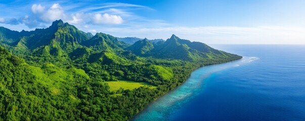 Lush jungle from drone view, untouched biodiversity concept