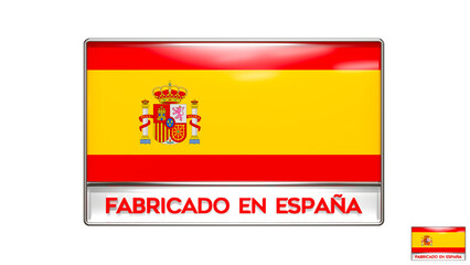 Fototapeta premium Logotipo para destacar productos fabricados en España - Renderizado 3D - Fondo transparente